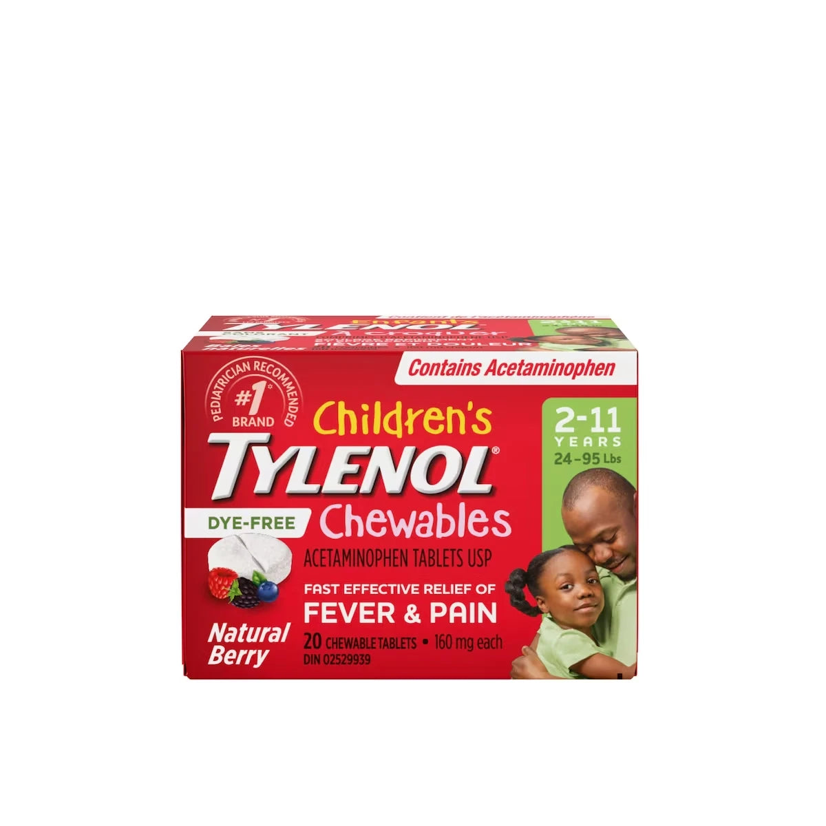 Tylenol Children's Dye-Free Chewables Fever & Pain, Natural Berry product image