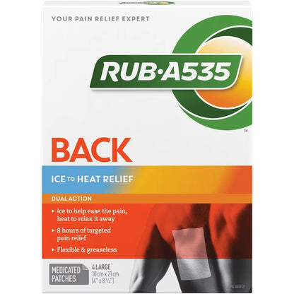 Rub A535 Back Ice to Heat Pain Relief Patches front package