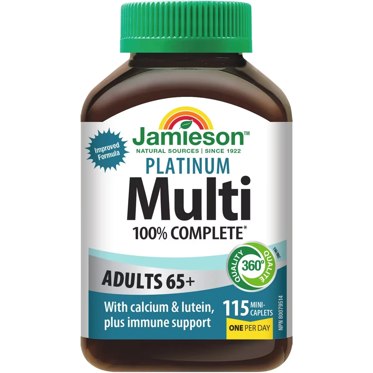 Jamieson 100% Complete Multivitamin Platinum for Adults 65+ 115 ct 115 count front package