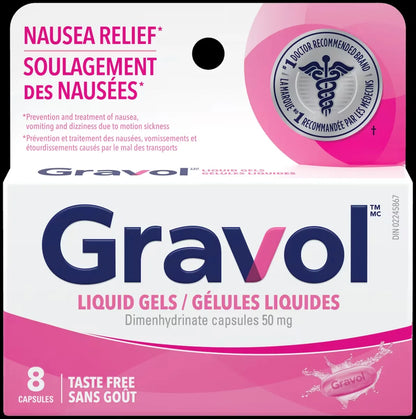 Gravol Liquid Gel Capsules 50 mg front package