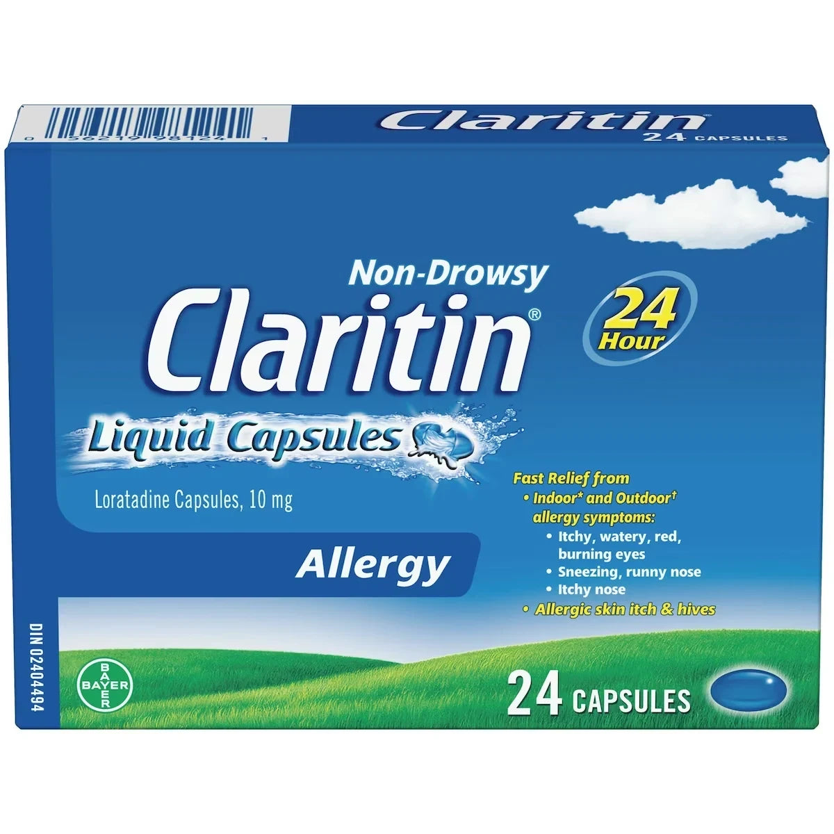 Claritin Liquid Capsules Allergy Medicine, 24 Capsules product package
