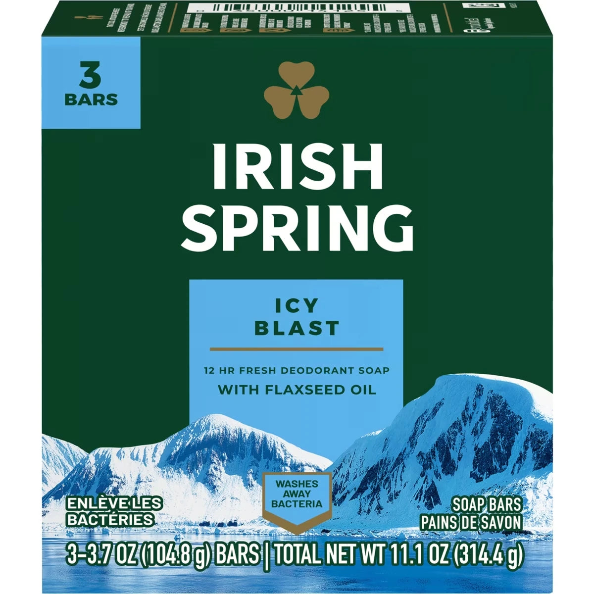 Irish Spring Bar Soap for Men, Icy Blast Deodorant Bar Soap, 3 Pack product image