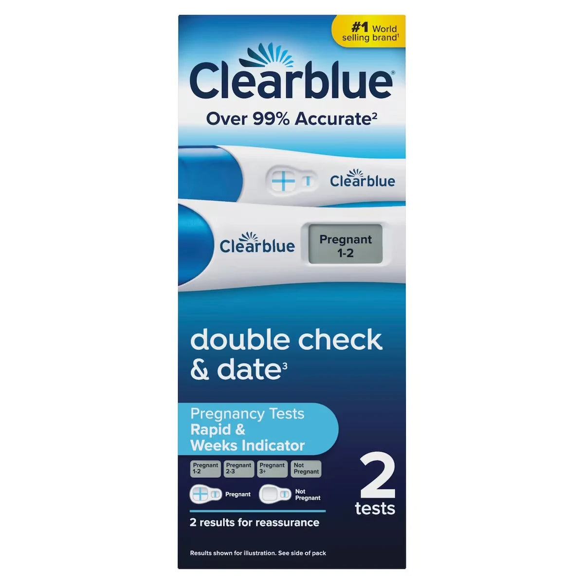Clearblue Pregnancy Test Double-Check and Date Combo Pack, Value Pack, 2ct 2 count front package