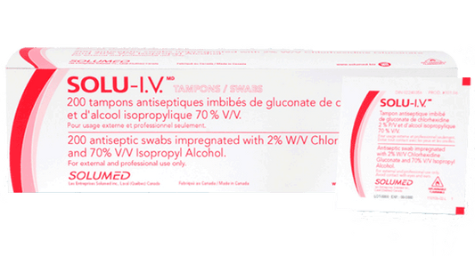 Solventum Solu-I.V. 2% Chlorhexidine Gluconate 70% Alcohol, Small Swabs. - Box of 200