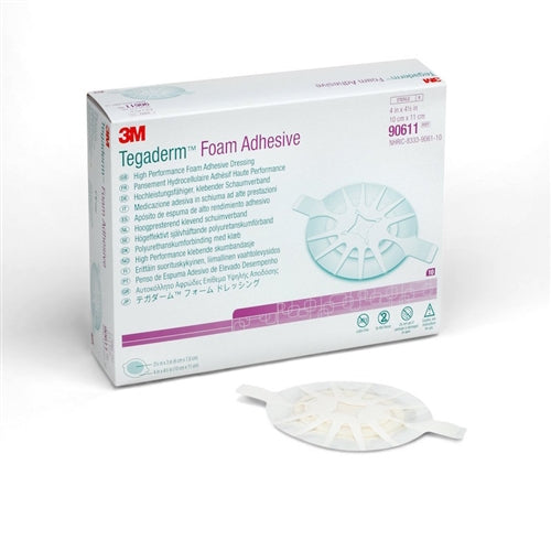 Solventum Tegaderm Foam Dressing Adhesive Wrap (Oval) I.D. :3" x 2-1/2" O.D. :4-1/2" x 4" - Box of 10