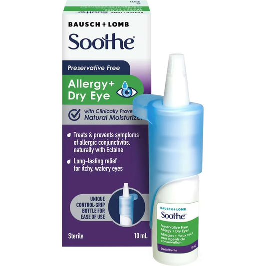 Soothe Preservative Free Allergy + Dry Eye Drops front package