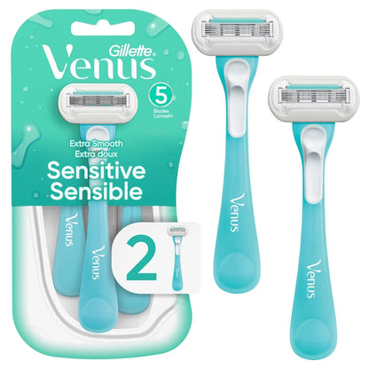 Venus Gillette Extra Smooth Sensitive Women's Disposable Razors - 2 Pack front package