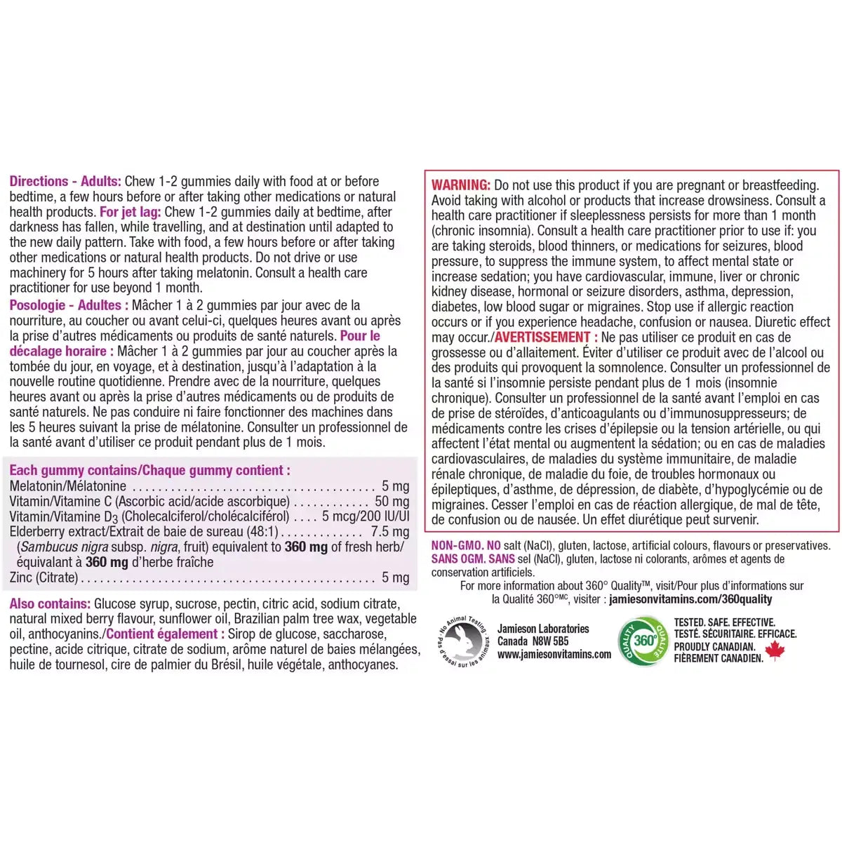 Jamieson Melatonin + Immune Support Gummies product detail