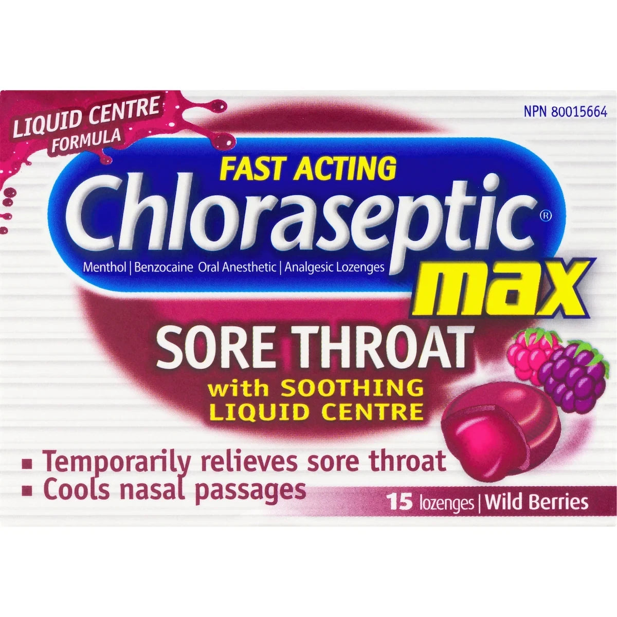 Chloraseptic Max Sore Throat with Soothing Liquid Centre Lozenges Wild Berries alternate view