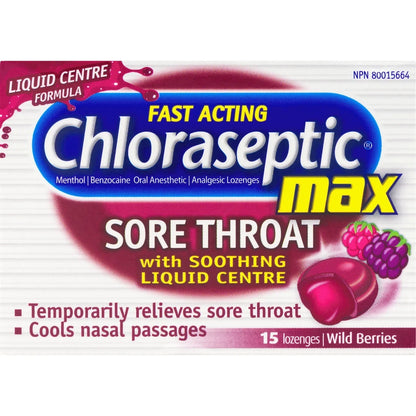 Chloraseptic Max Sore Throat with Soothing Liquid Centre Lozenges Wild Berries alternate view