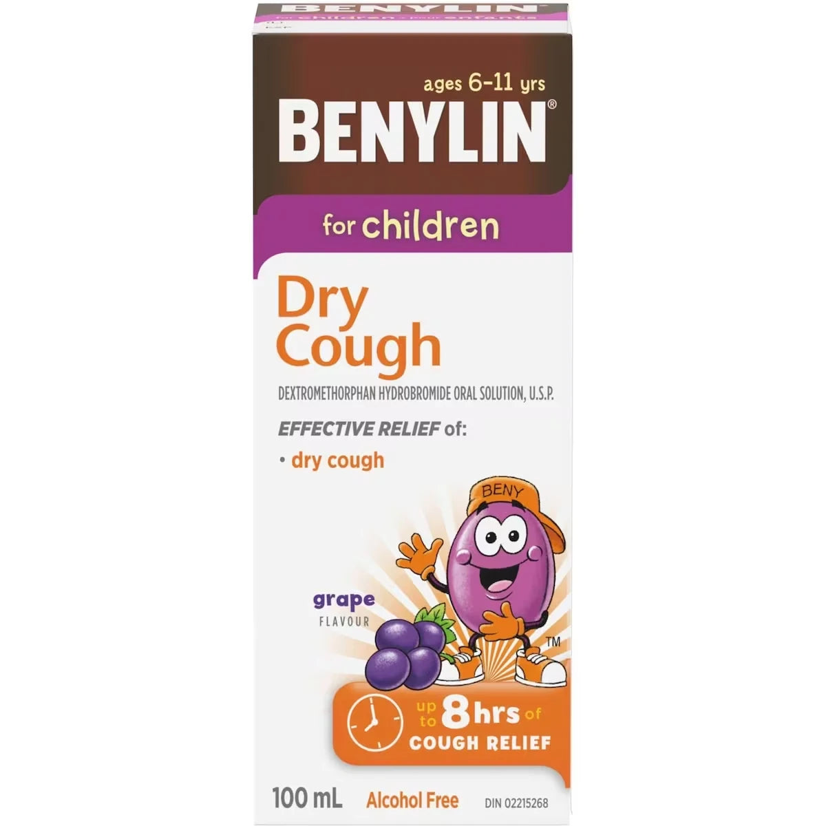 Benylin Extra Strength Children's Dry Cough Relief Syrup, Grape front package