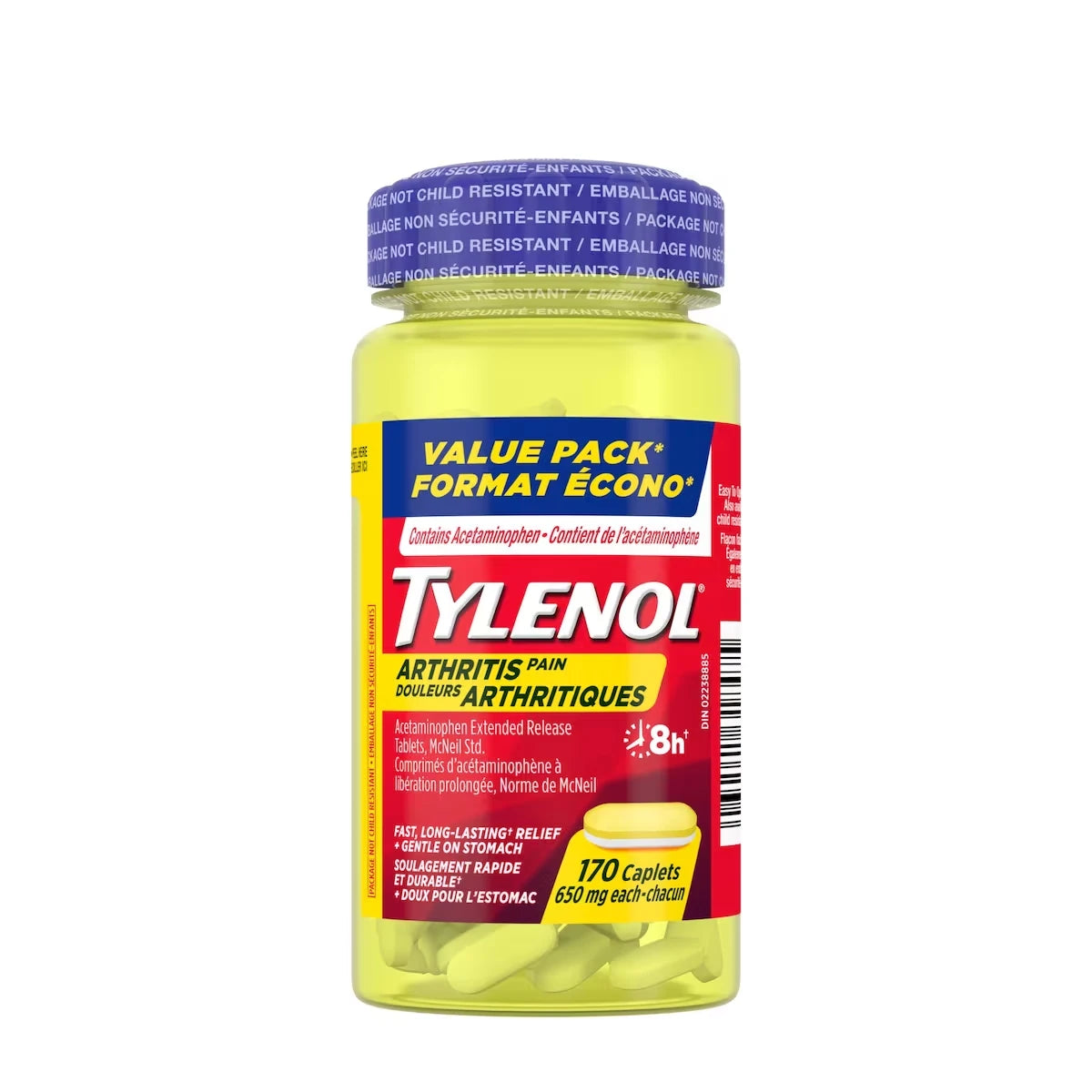 Tylenol Arthritis Pain Relief Acetaminophen 650 mg 170 Ea product image