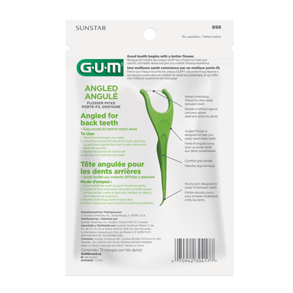 GUM Angled Flossers, Fresh Mint, 75 count