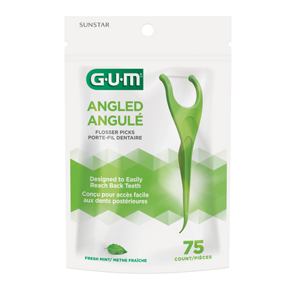 GUM Angled Flossers, Fresh Mint, 75 count