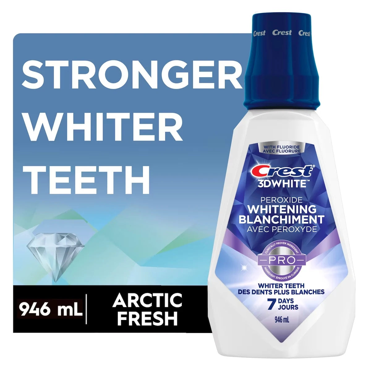 Crest 3D White Peroxide Mouthwash/Mouth Rinse front package