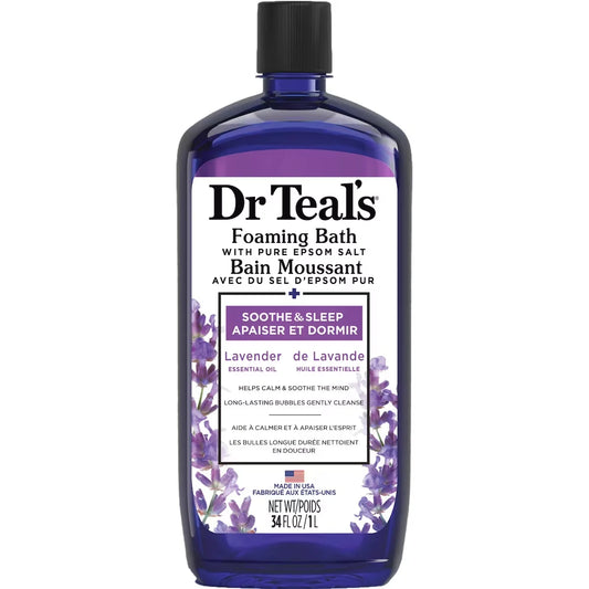 Dr Teal's Foaming Bath with Pure Epsom Salt, Soothe & Sleep with Lavender Essential Oil front package