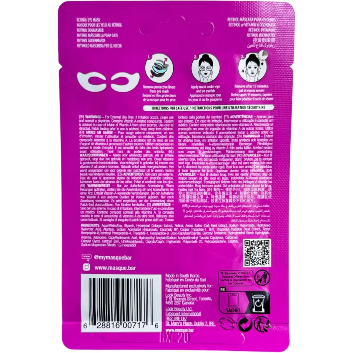 Masque Bar Retinol Bio Cellulose Eye Mask product detail