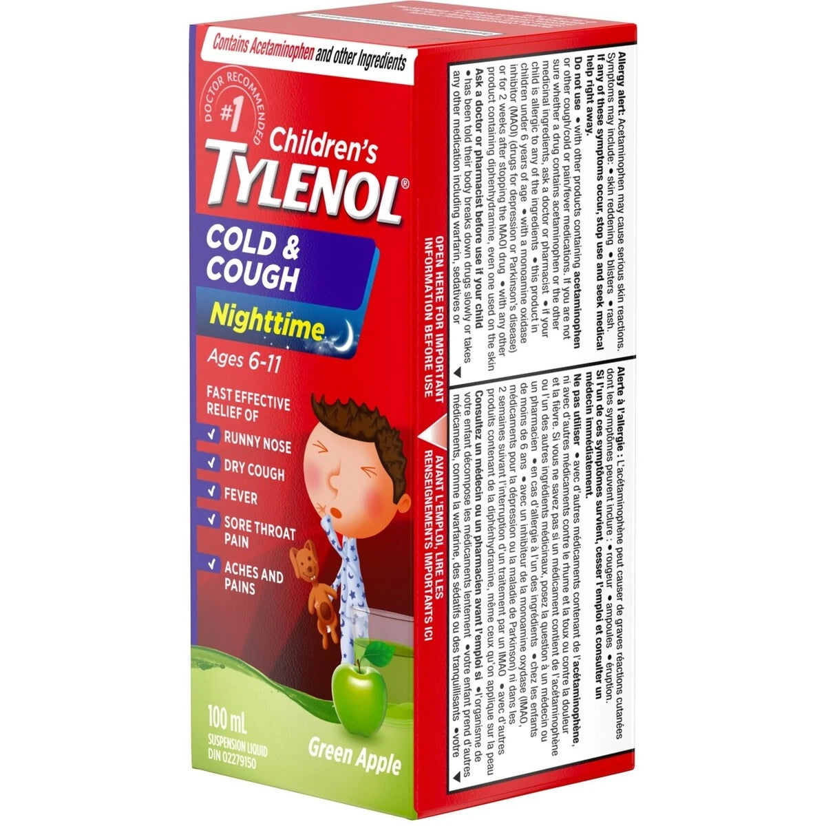 Tylenol Children's Medicine Cold & Cough, Nighttime, Green Apple product image