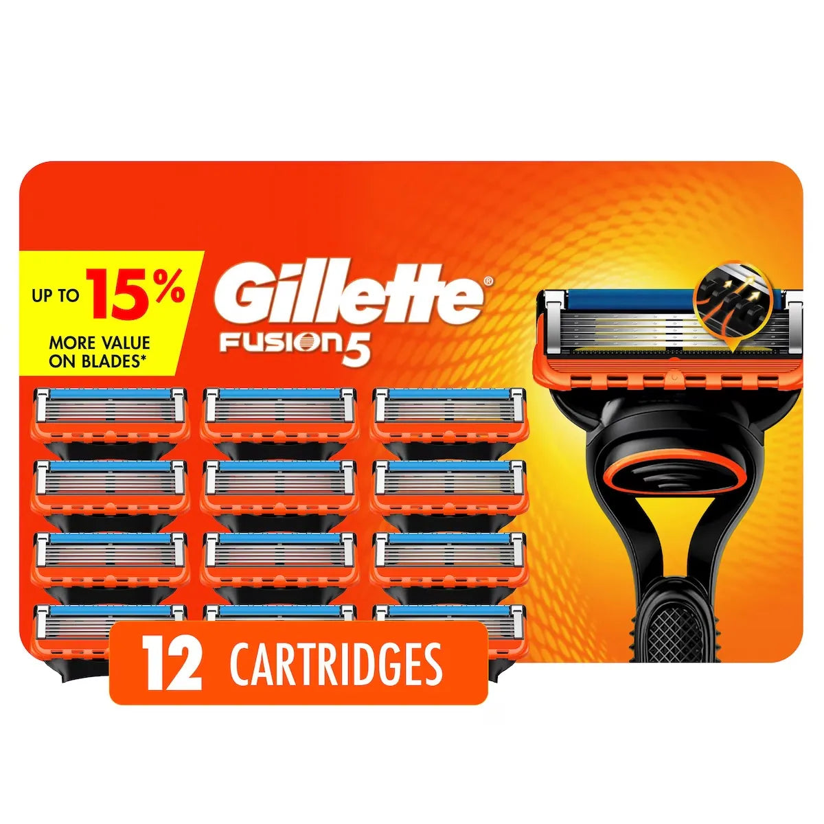 Gillette Fusion5 Men's Razor Blade Refills, 12 Count front package