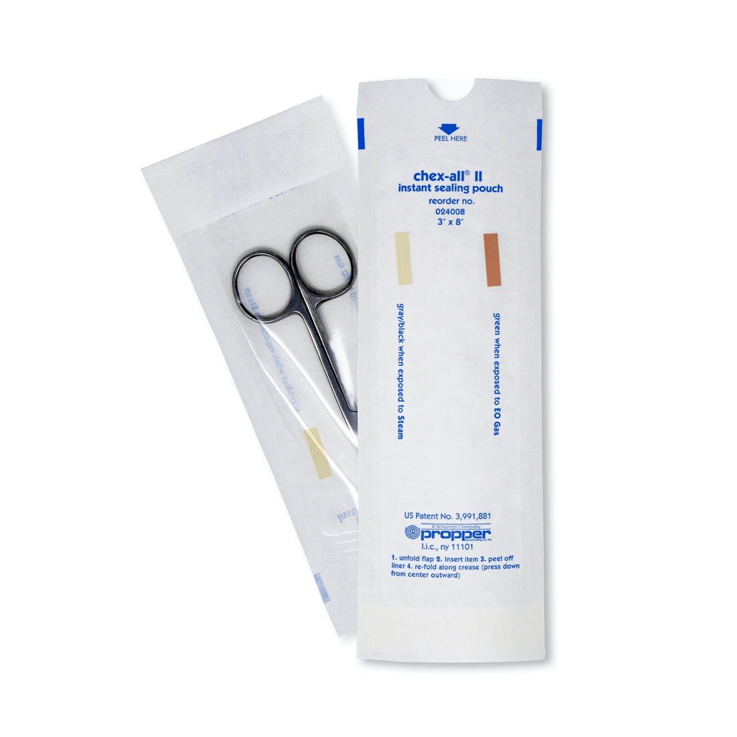 Chex - All Sterilization Pouches Pack of 250 Units 3 in x 8 in