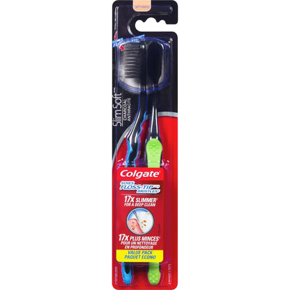 Colgate Slim Soft Charcoal Toothbrush 17x Slimmer Tip Soft Bristles - 2 Count alternate view