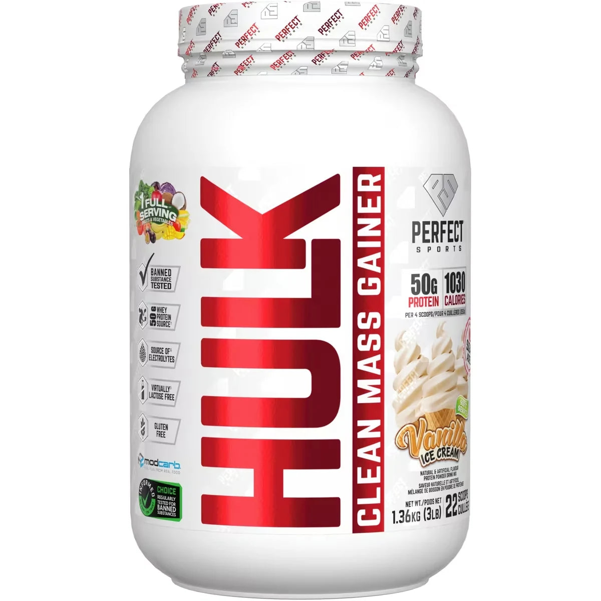Perfect Sports Hulk Mass Gainer Vanilla Ice Cream front package