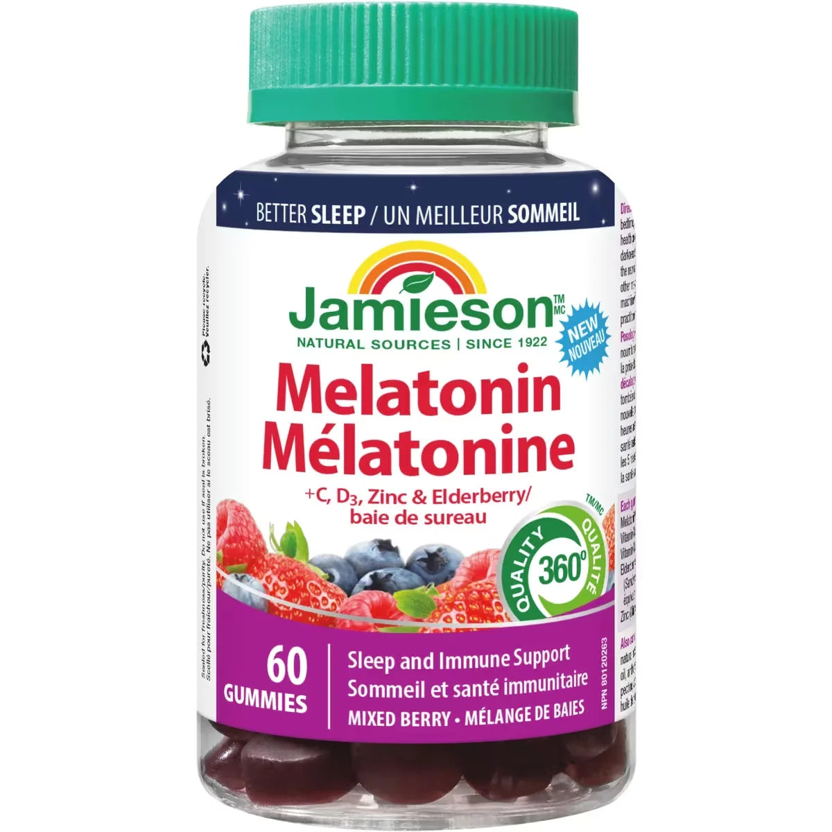 Jamieson Melatonin + Immune Support Gummies front package
