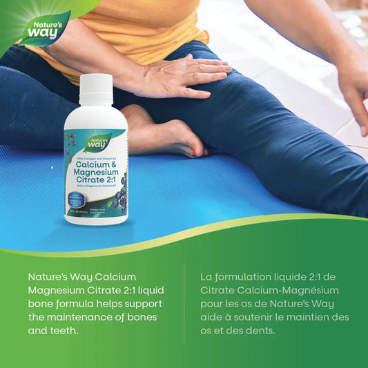 Nature's Way Calcium & Magnesium Citrate 2:1 with Vitamin K2 & Collagen, Blueberry product detail