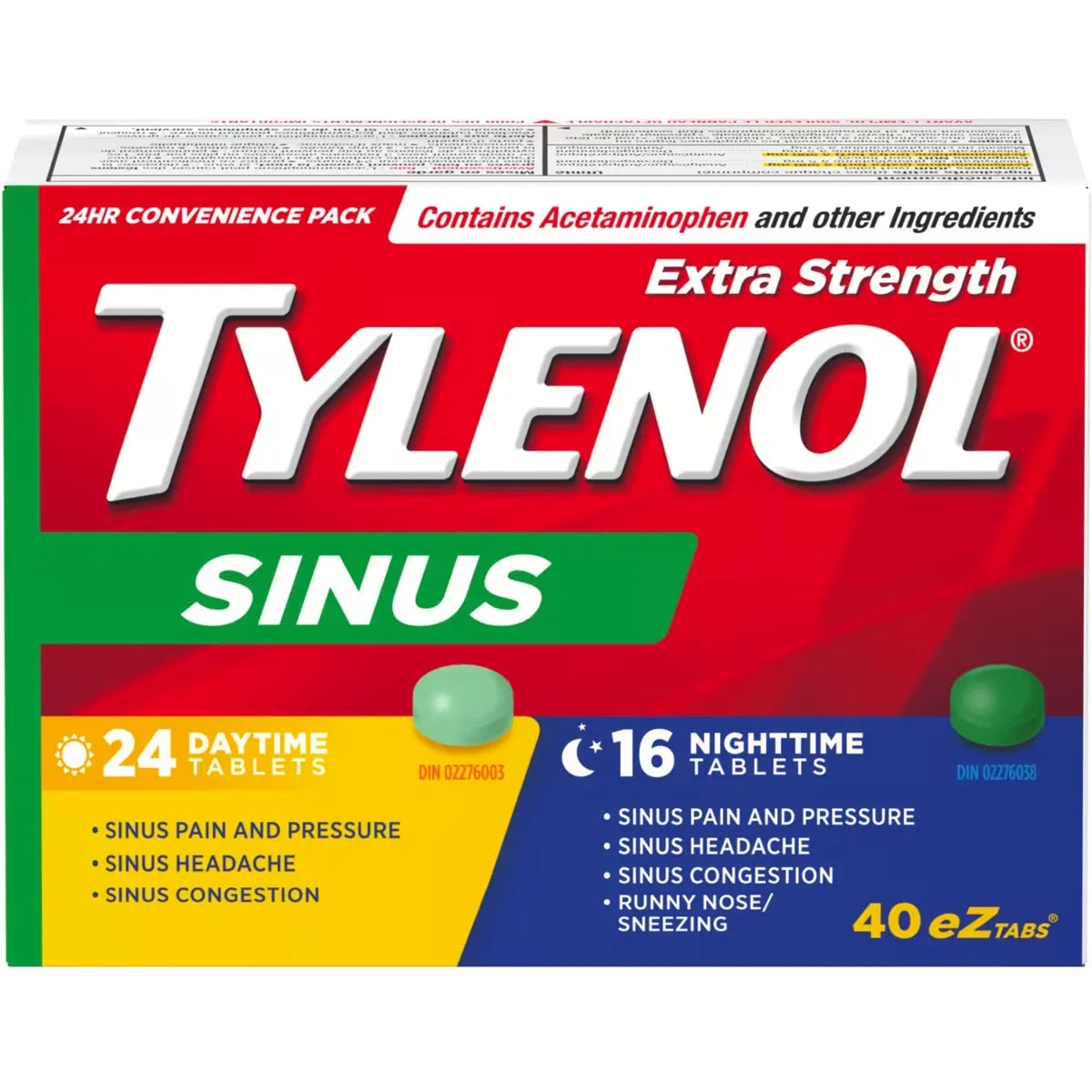 Tylenol Extra Strength Sinus Relief Day/Night, EZTabs front package