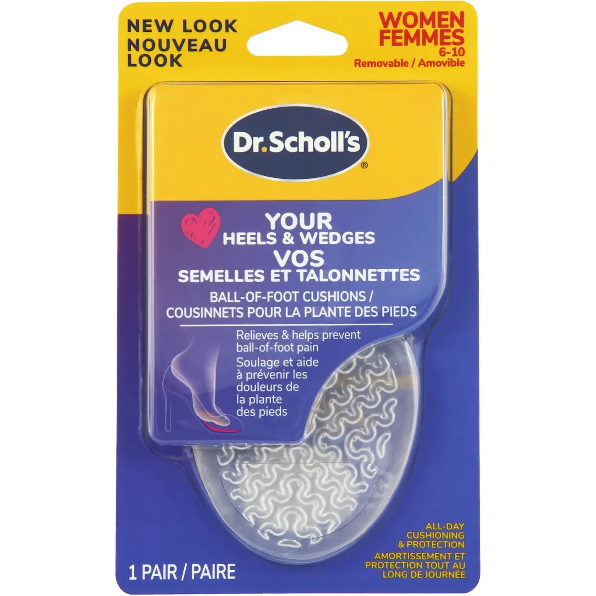 Dr. Scholl's Love Your HEELS & WEDGES Ball of Foot Cushions front package