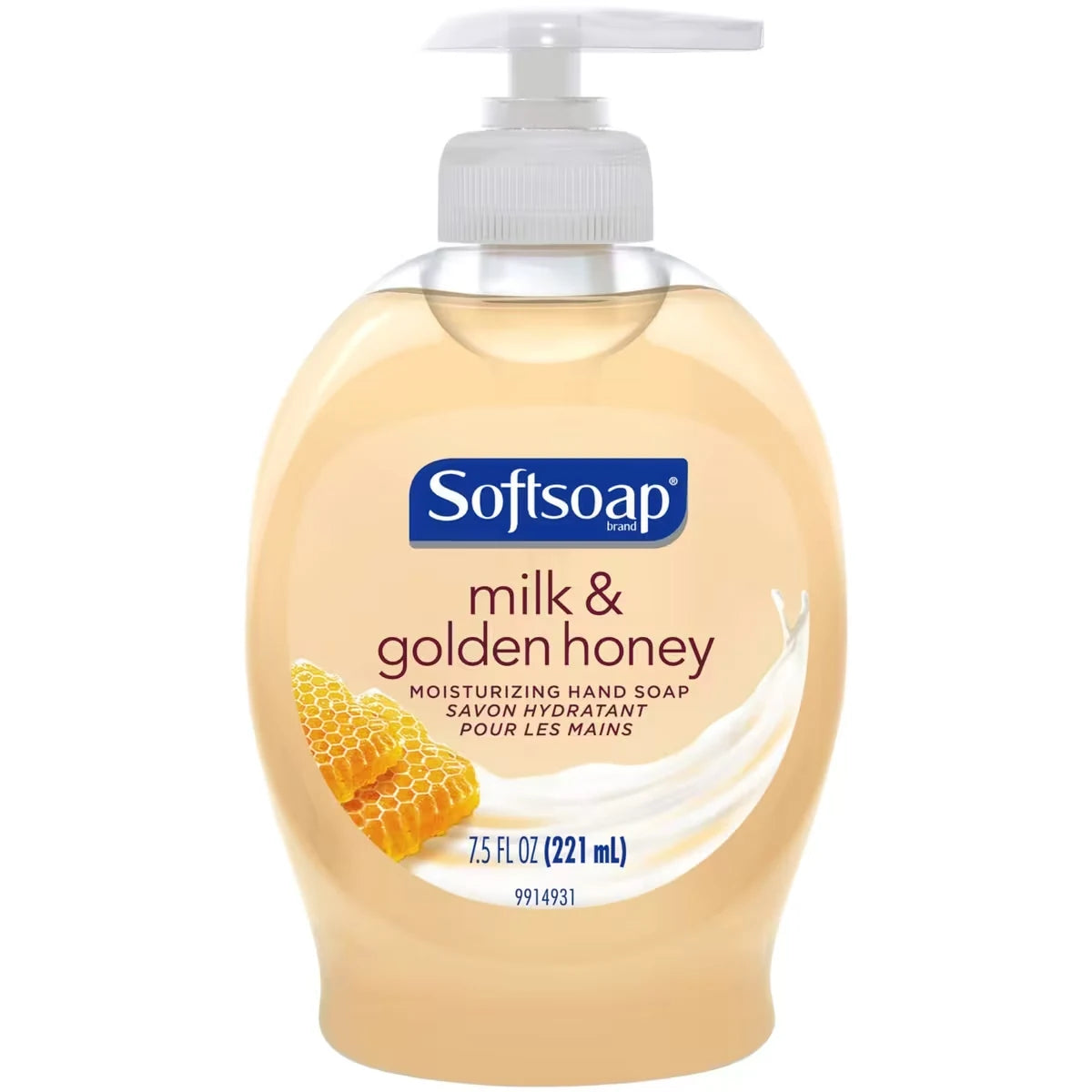 Softsoap Liquid Hand Soap Pump, Milk & Golden Honey - 221 mL front package
