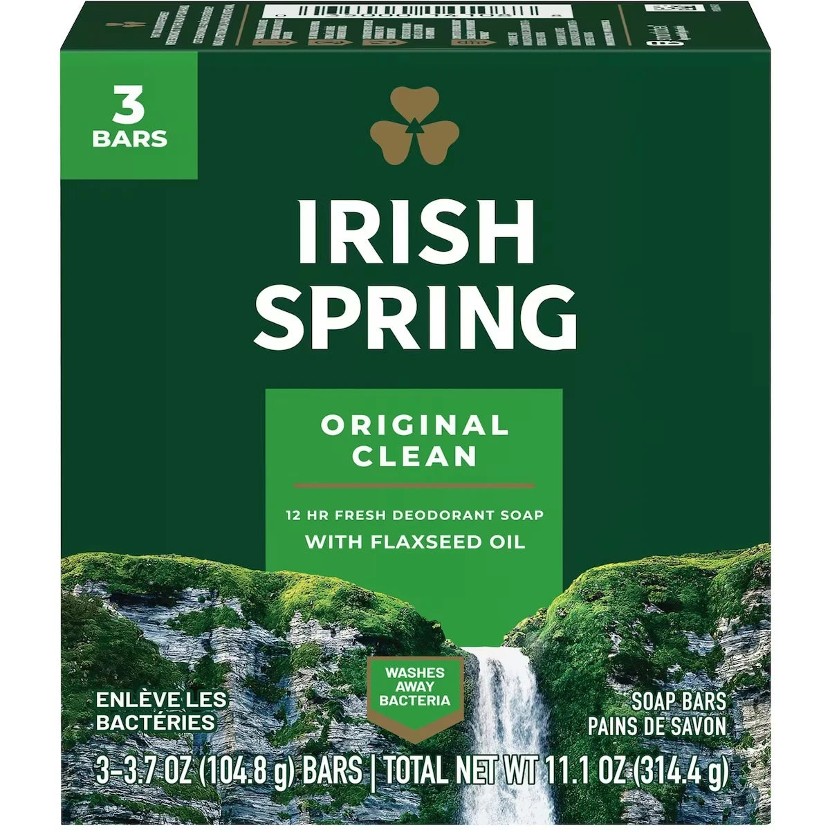 Irish Spring Original Clean Deodorant Bar Soap for Men, 104.7 g, 3 Pack product image
