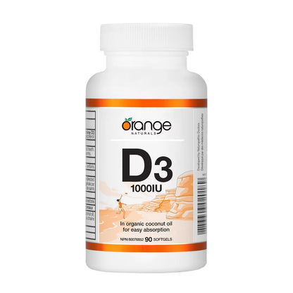 Orange Naturals D3 Softgels - organic coconut oil front package