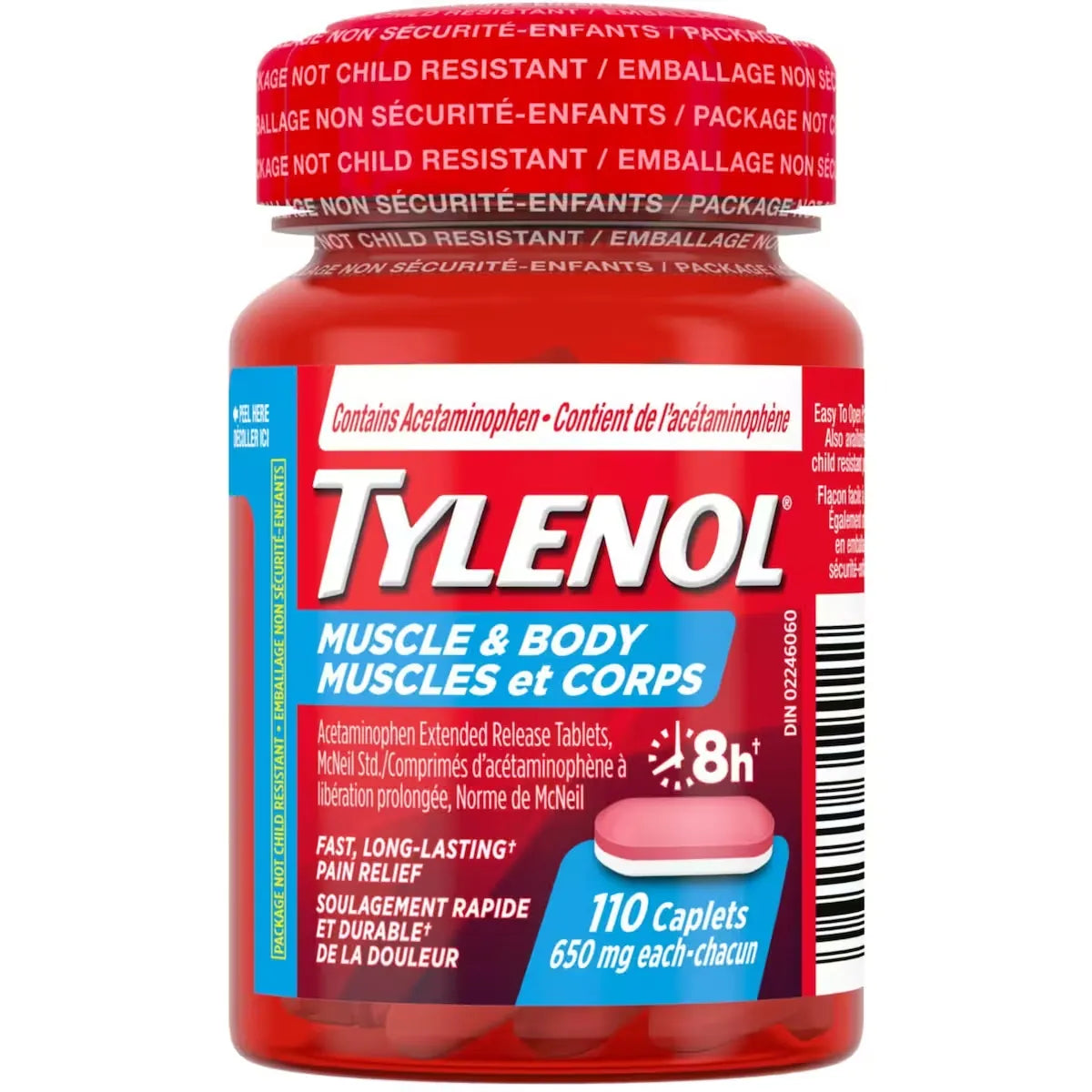 Tylenol Muscle Aches & Body Pain Relief Acetaminophen front package