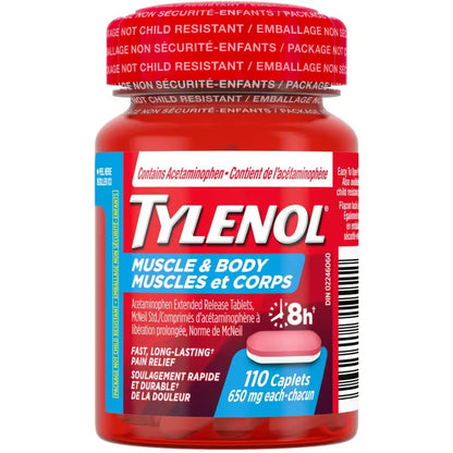 Tylenol Muscle Aches & Body Pain Relief Acetaminophen front package
