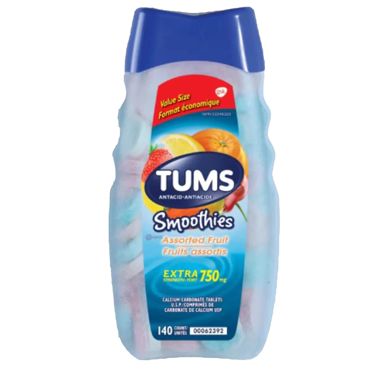 Tums Extra Strength Smoothie Assorted Fruit - 140 count front package