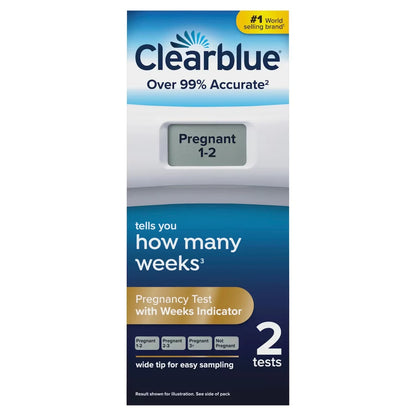 Clearblue Pregnancy Test with Weeks Indicator, 2 Count front package