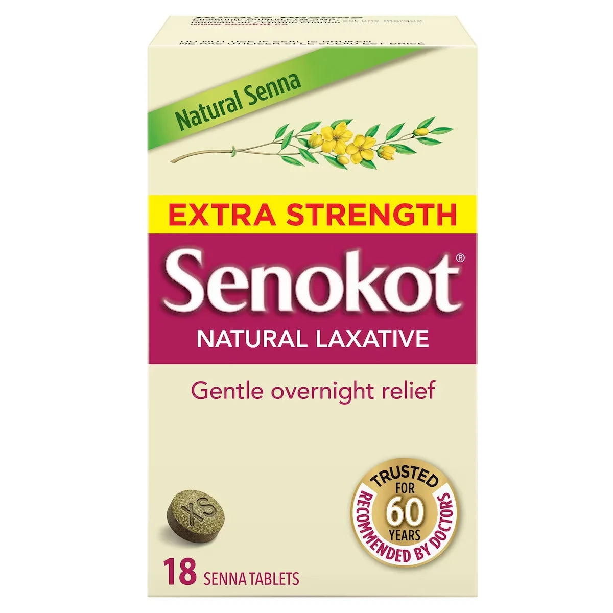 Senokot Natural Laxative Extra Strength 18ct 18 count front package
