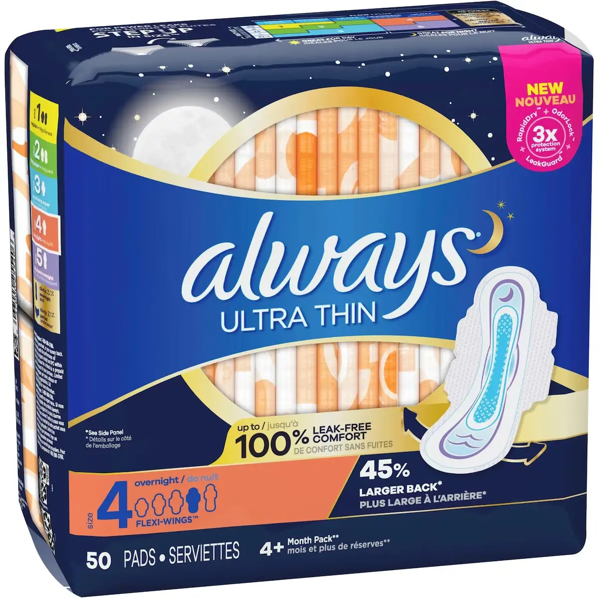 Always Ultra Thin Overnight Pads with Flexi-Wings, Size 4, Overnight, Unscented product detail