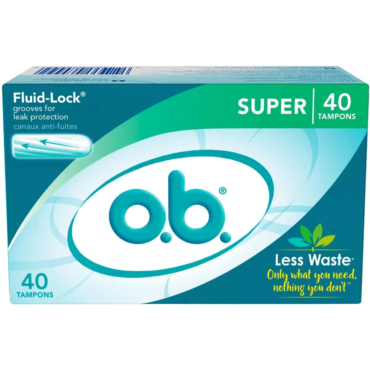 O.B Original Non-Applicator Tampons Super Absorbancy front package