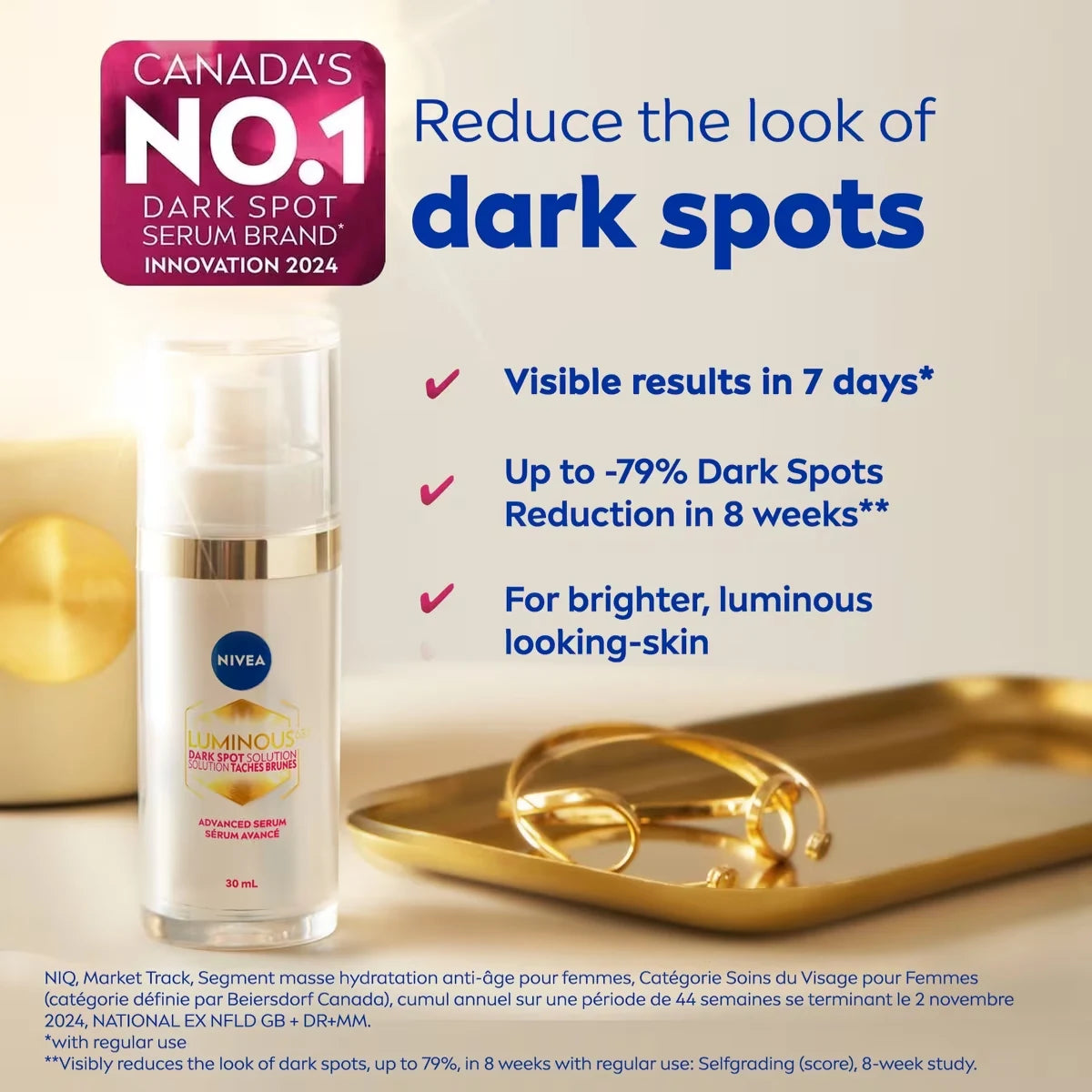 Nivea Luminous630 Dark Spot Solution Advanced Face Serum For All Skin Types, 30 mL product package