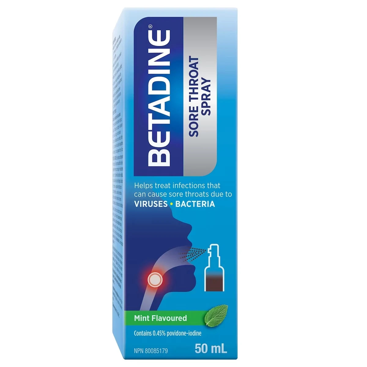 Betadine Sore Throat Spray Mint Flavoured front package