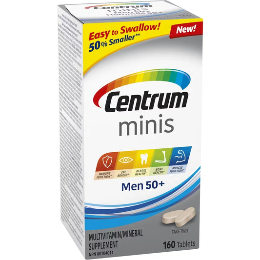 Centrum Men 50+ Multivitamin and Multimineral Supplement, Mini Tablets, 160 Count front package