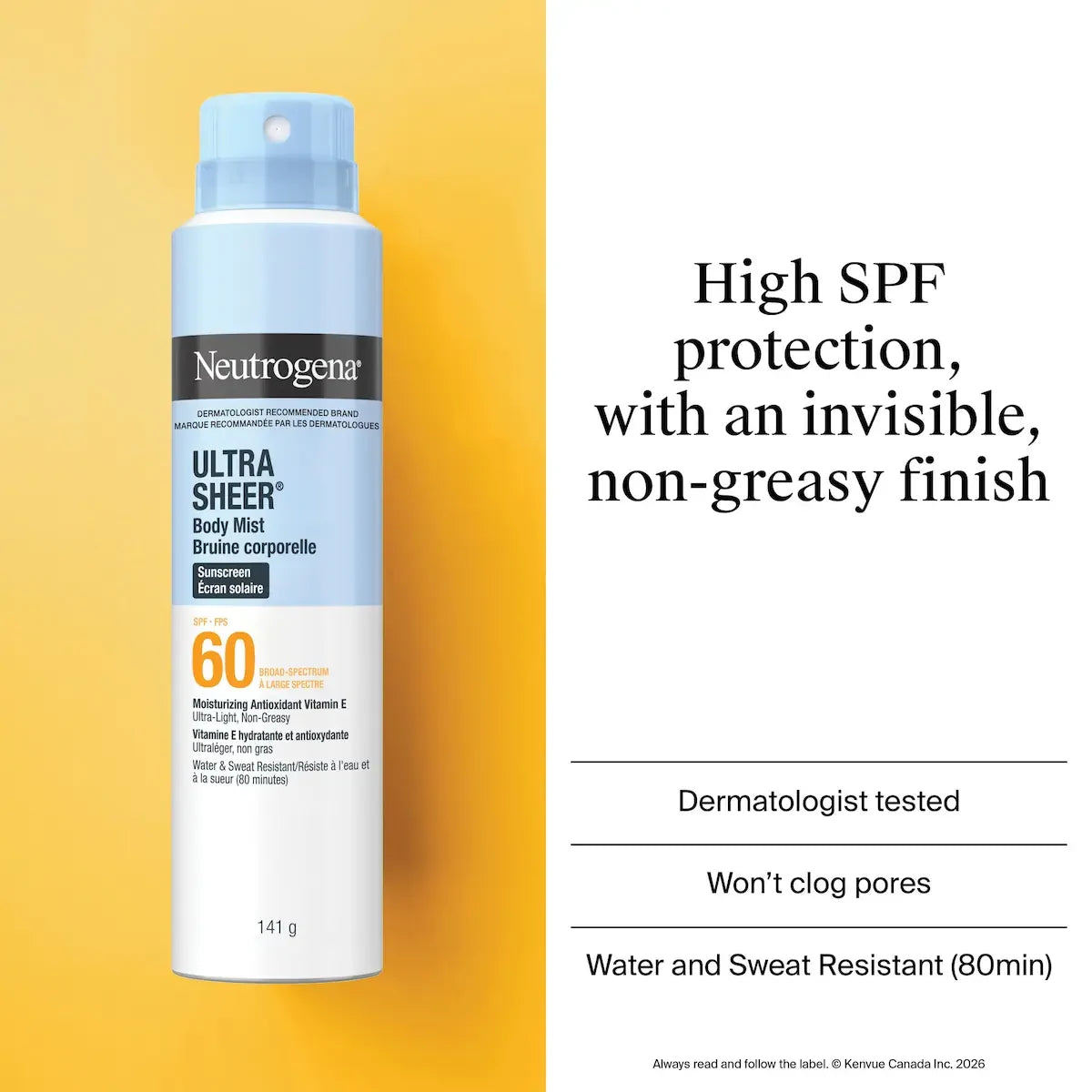 Neutrogena Ultra Sheer Body Mist Sunscreen SPF 60 141 g product detail