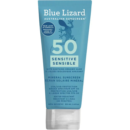 Blue Lizard Mineral Sunscreen Sensitive Lotion, SPF 50 89 mL front package