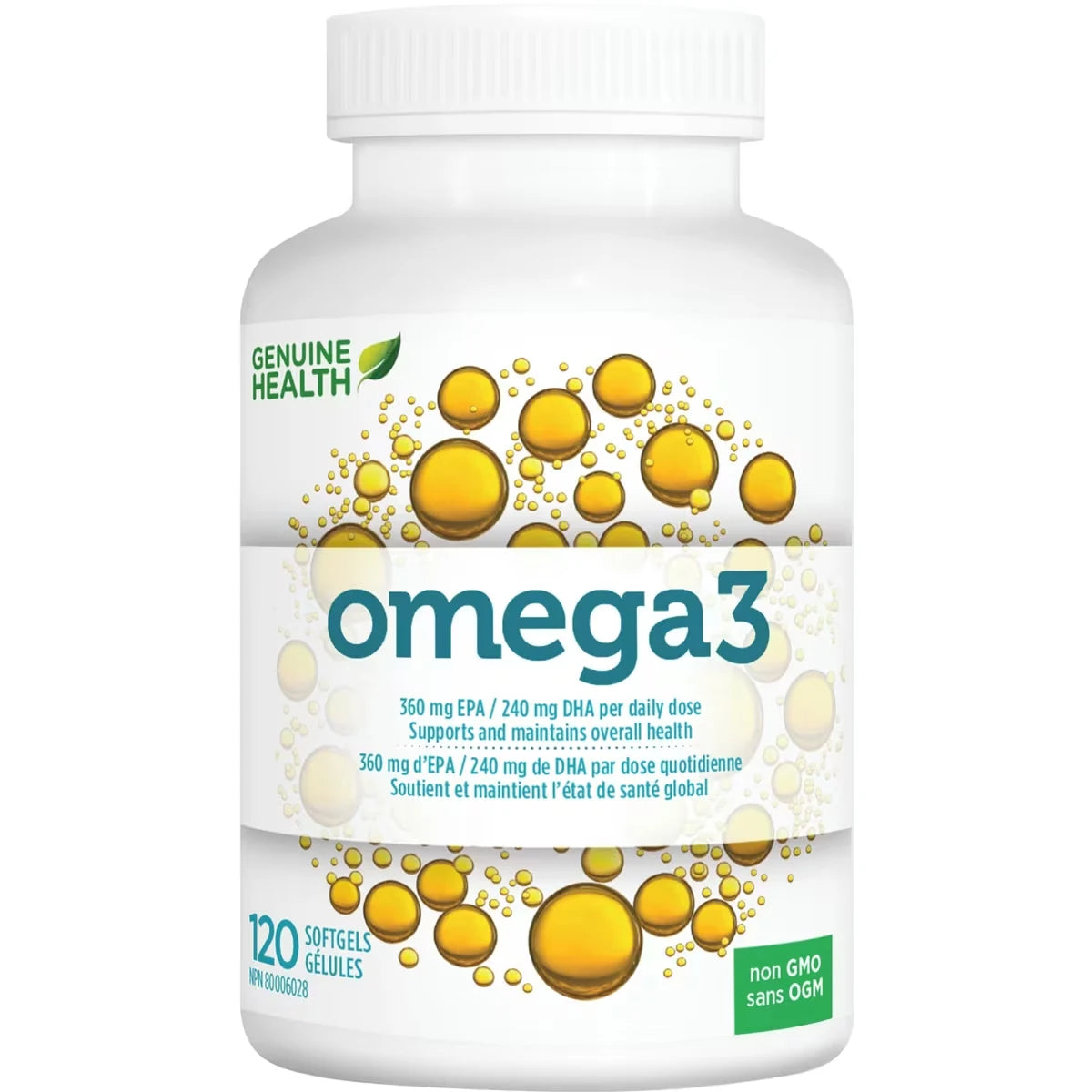 Genuine Health Omega3+, Omega Fish Oil Supplement front package