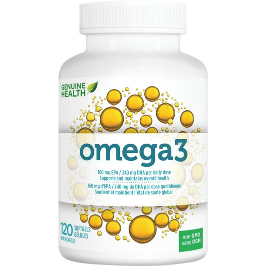 Genuine Health Omega3+, Omega Fish Oil Supplement front package