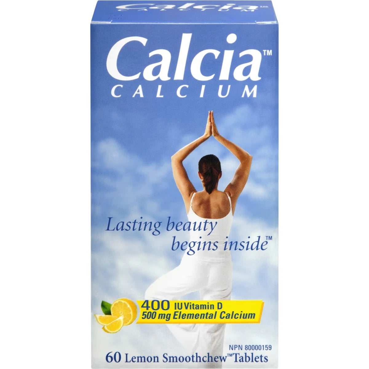 Calcia Calcium with Vitamin D 400IU calcium 500MG Lemon front package