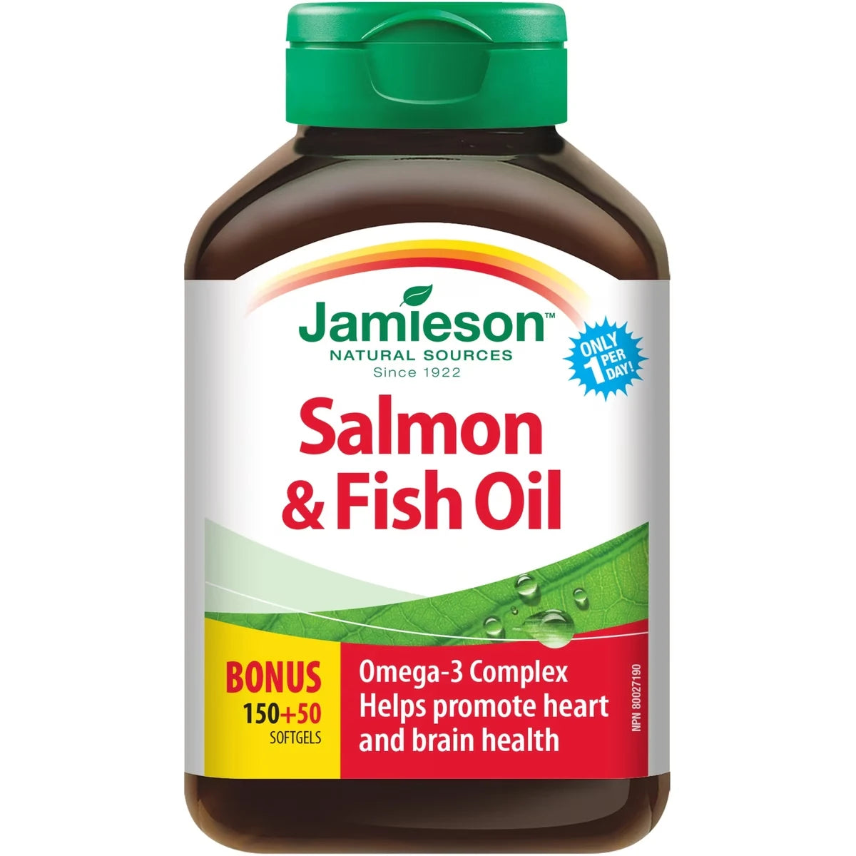 Jamieson Laboratories Salmon & Fish Oils Omega-3 Complex Softgels, 1,000 mg front package