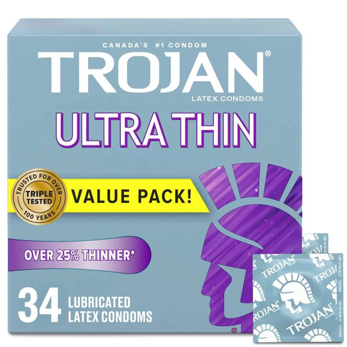 Trojan Ultra Thin Lubricated Condoms front package